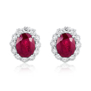 8.50 Carat Heated Ruby and 2.00 Carat Diamond Halo Earrings GIA Certified set in Platinum