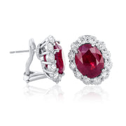 8.50 Carat Heated Ruby and 2.00 Carat Diamond Halo Earrings GIA Certified set in Platinum