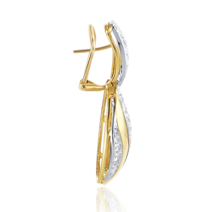 6.10 Carat Natural Diamond Swirl Dangle Earrings In 18K Yellow Gold