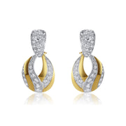 6.10 Carat Natural Diamond Swirl Dangle Earrings In 18K Yellow Gold