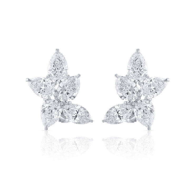 9.70 Carat Pear & Marquise Natural Diamond Earrings set in Platinum