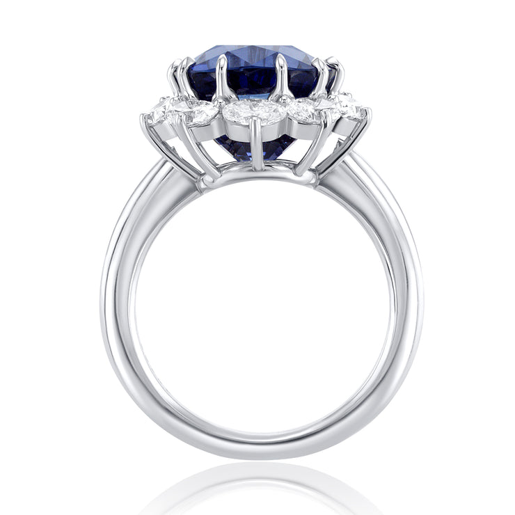 8.62 Carat Sapphire & 1.33 Carat Natural Diamond set in Platinum