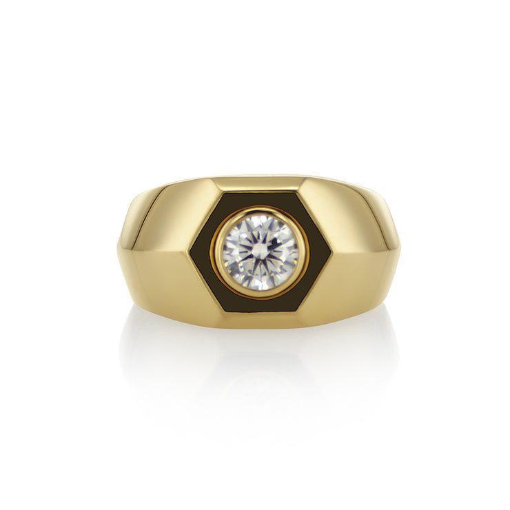 1.00 CT Round Lab-Grown Diamond 14K Yellow Gold Men's Ring