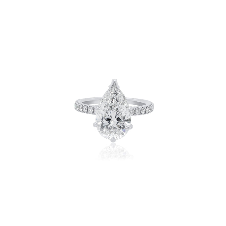 2.30 CT Pear Shape Lab Grown Diamond and 0.33 Cttw Prong Set Engagement Ring 14K White Gold
