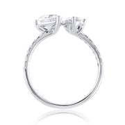 1.75 Carat Heart & Pear Lab Grown Diamond Ring in 14K White Gold