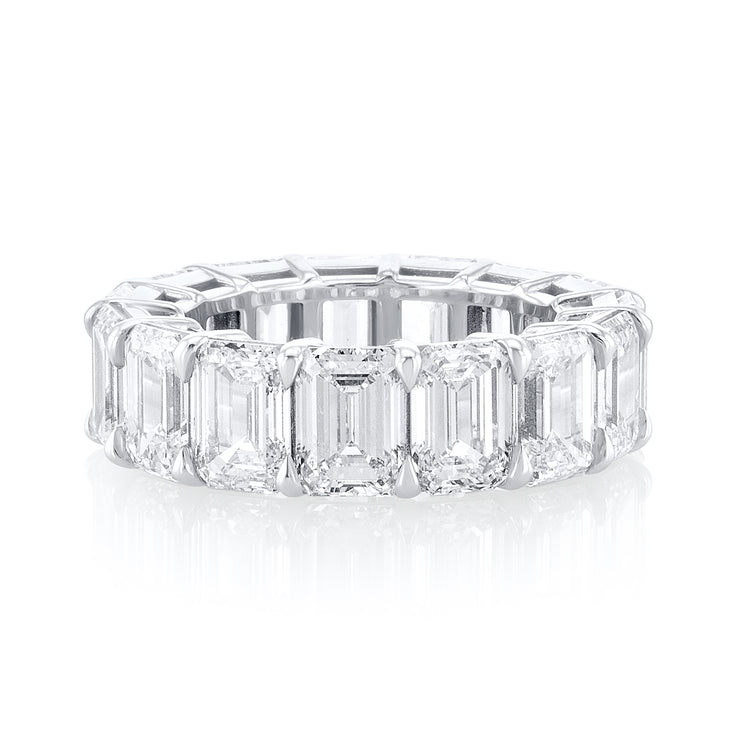 15.37 Carat Lab Grown Diamond Eternity Band Containing 15 Emerald Cut Diamonds set in 14K White Gold