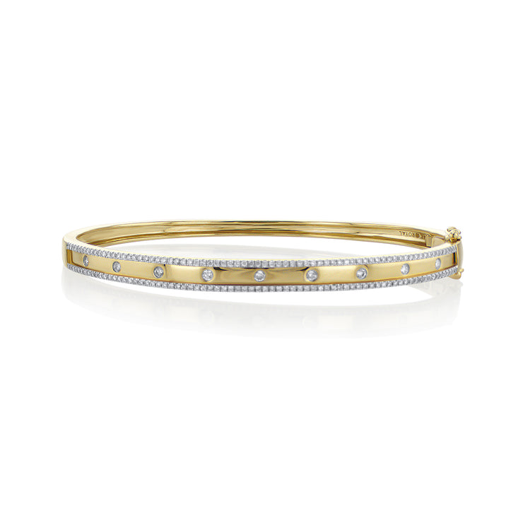 0.55 Cttw Round Diamond 14K Yellow Gold Bangle Bracelet