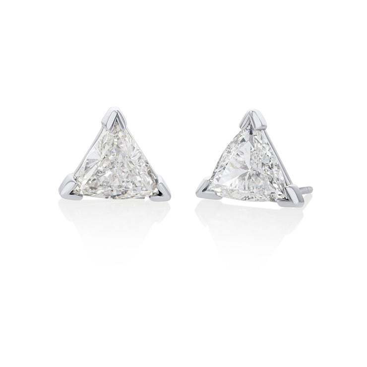 4.00 Cttw Trillion Cut Diamond 14K White Gold Stud Earrings