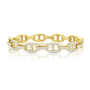 3.00 Carat Diamond Pave Link Bangle set in 18K Yellow Gold