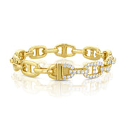 3.00 Carat Diamond Pave Link Bangle set in 18K Yellow Gold