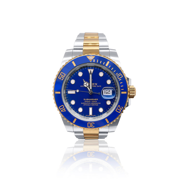 Pre-Owned Rolex Blue Dial Two Tone Submariner Watch
