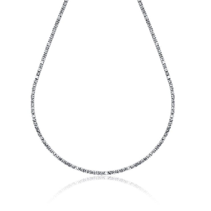 12.00 Cttw Round Diamond Tennis Necklace set in 14K White Gold