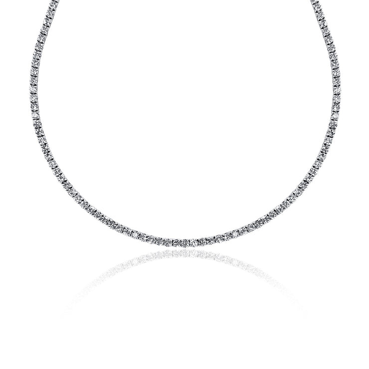 12.00 Cttw Round Diamond Tennis Necklace set in 14K White Gold