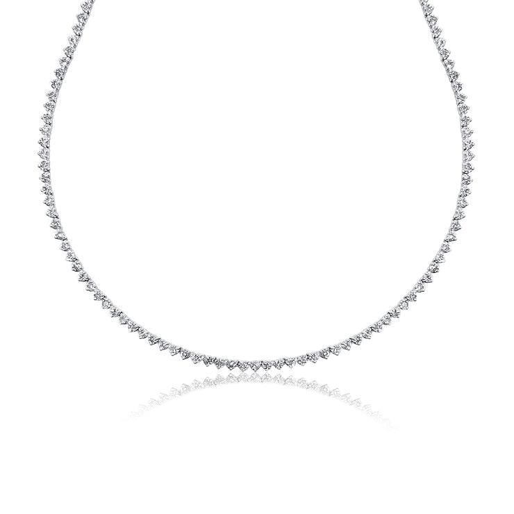 5.50 Cttw Round Diamond Tennis Necklace set in 14K White Gold