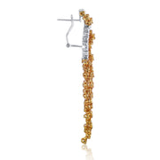 3.50 Carat Fancy Yellow and 0.98 Round Natural Diamond Fashion Earrings in 18K White and Yellow Gold