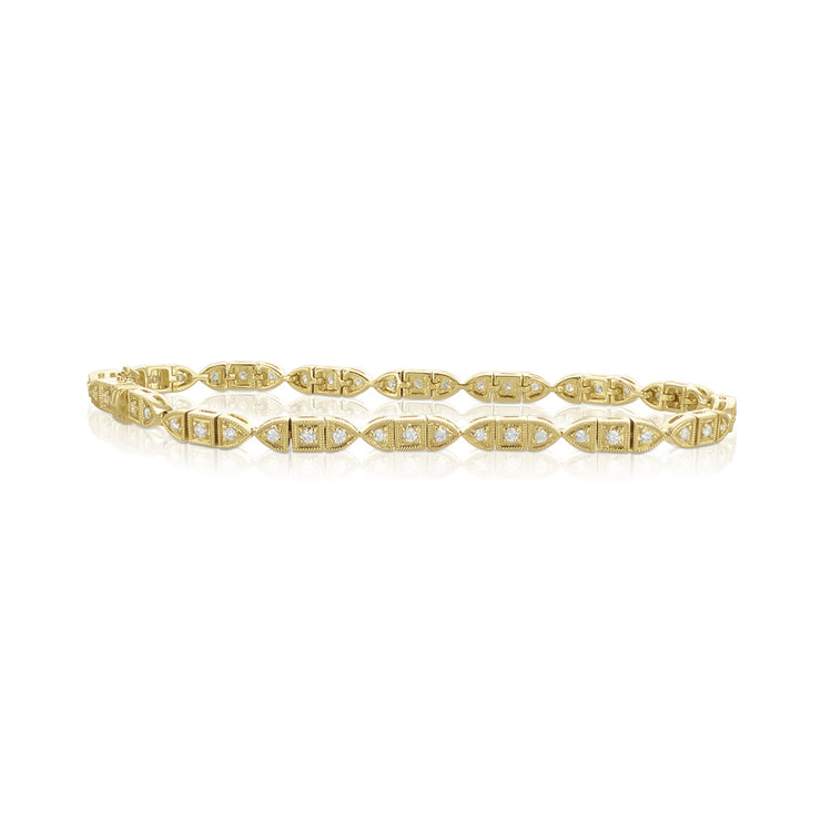 0.56 Cttw Round Diamond 14K Yellow Gold Milgrain Fashion Bracelet