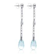 Aquamarine and Diamond Drop Earrings in in 14K White Gold - The Diamond Factory