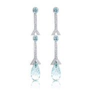 Aquamarine and Diamond Drop Earrings in in 14K White Gold - The Diamond Factory
