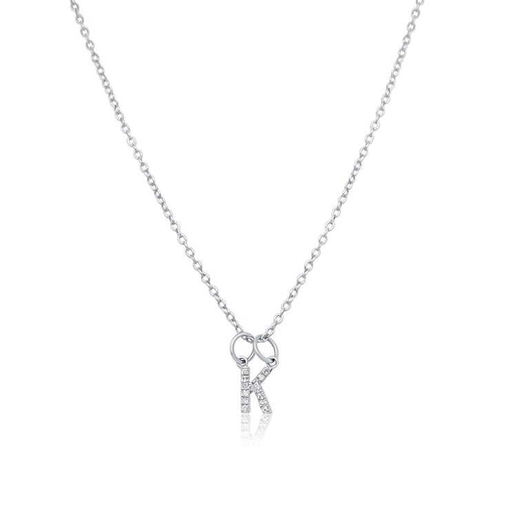 Diamond Initial "K" Necklace 14K White Gold - The Diamond Factory
