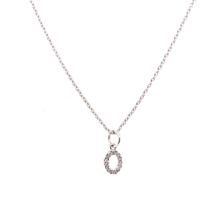 Diamond Initial "O" Necklace 14K White Gold - The Diamond Factory