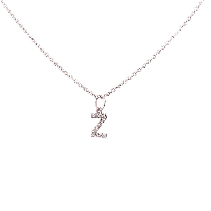 Diamond Initial "Z" Necklace 14K White Gold - The Diamond Factory
