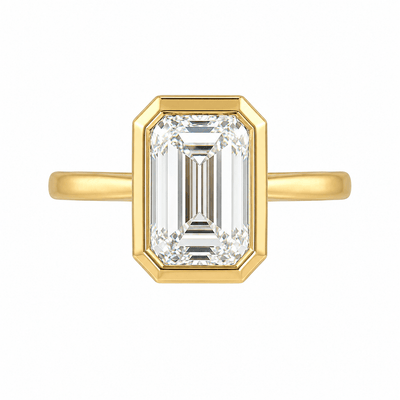 Emerald Cut Lab Grown Diamond Bezel Ring