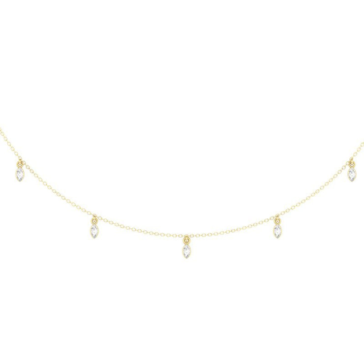 Marquise Diamond Station Necklace 14K Yellow Gold - The Diamond Factory