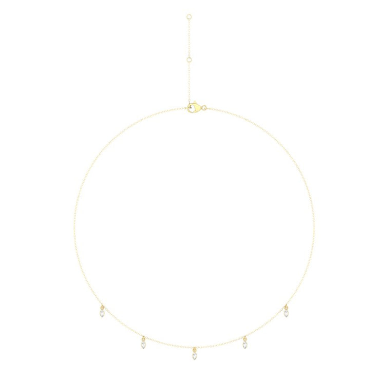 Marquise Diamond Station Necklace 14K Yellow Gold - The Diamond Factory