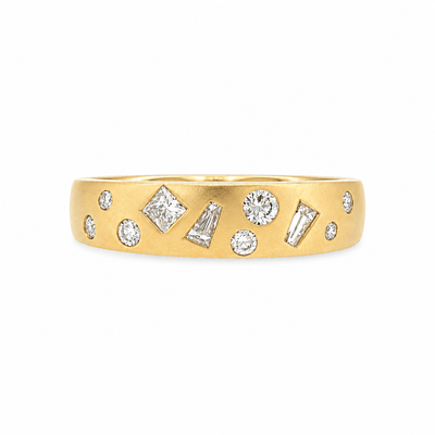 Multi Shape Natural Diamond Bezel Ring