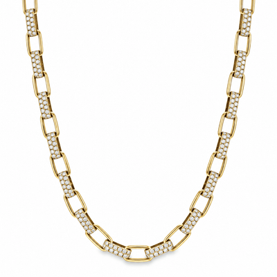 Natural Diamond Pavé Link Necklace