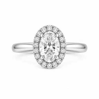 Oval Cut Natural Diamond Halo Ring