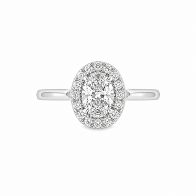 Oval Cut Natural Diamond Halo Ring