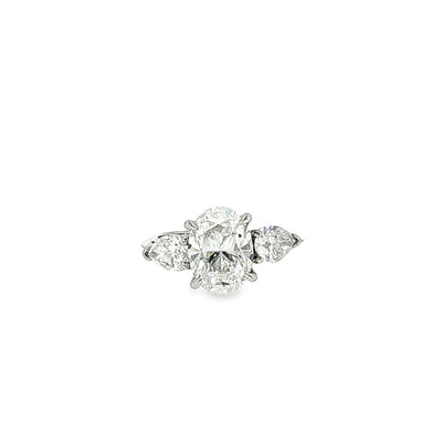 Oval Natural Diamond Three Stone Ring