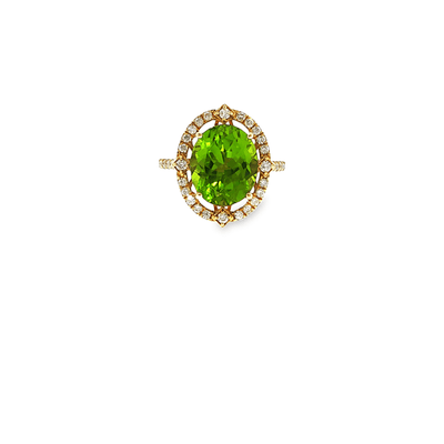 Oval Peridot and Natural Diamond Ring