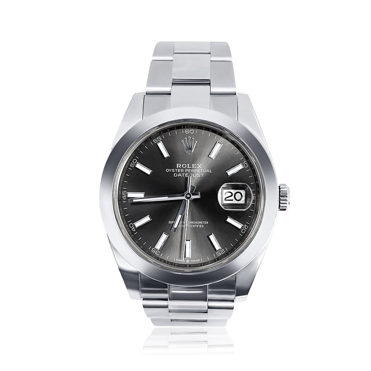 Pre - Owned 41mm Rolex Datejust Rhodium Dial Stainless Steel with Box and Papers - The Diamond Factory