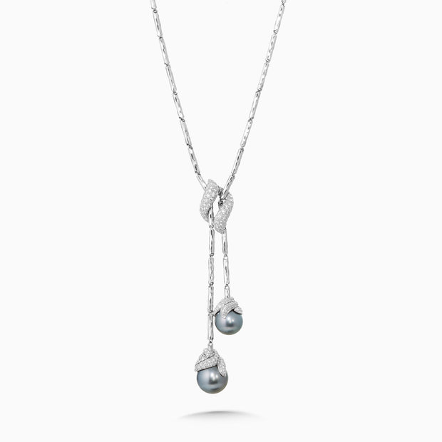 Pre - owned Henry Dunay Natural Diamond and Tahitian Pearl Necklace - The Diamond Factory