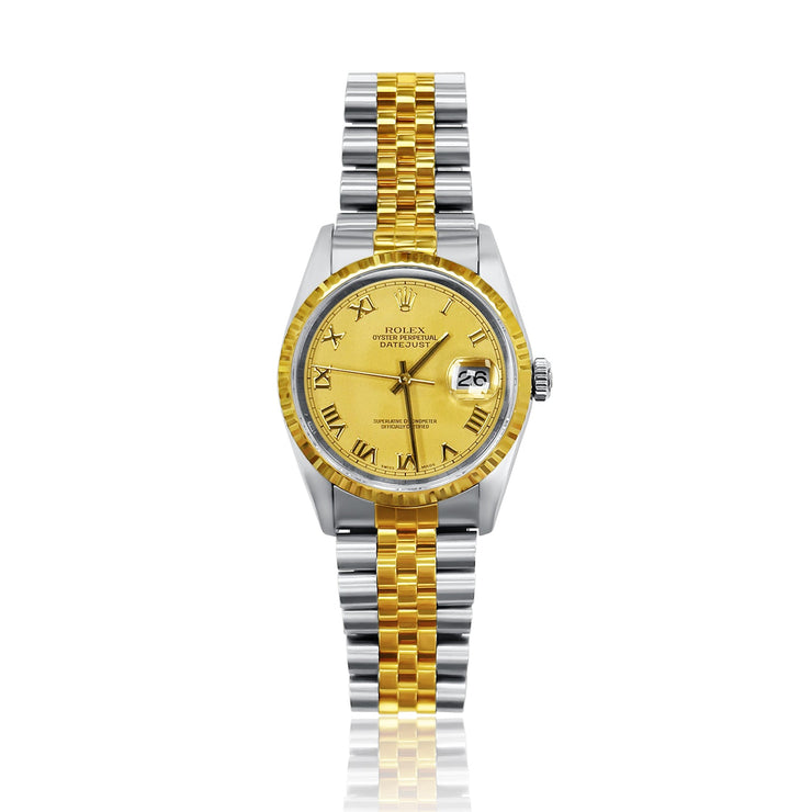 Pre - Owned Rolex Datejust Champagne Roman Dial Watch - The Diamond Factory
