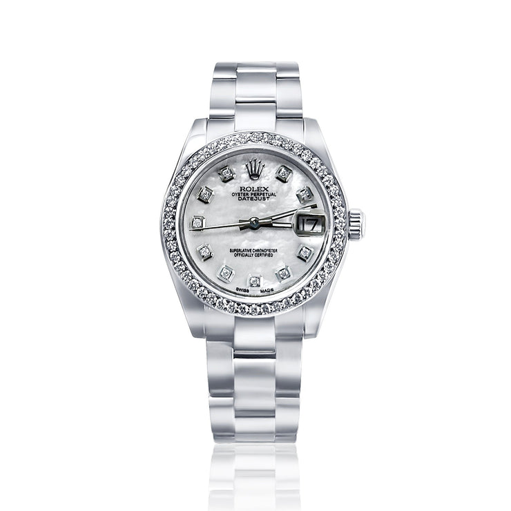 Pre - Owned Rolex Lady Datejust MOP Diamond Dial and Bezel Stainless Steel - The Diamond Factory