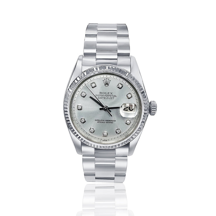 Pre - Owned Rolex Light Blue Diamond Dial Watch - The Diamond Factory