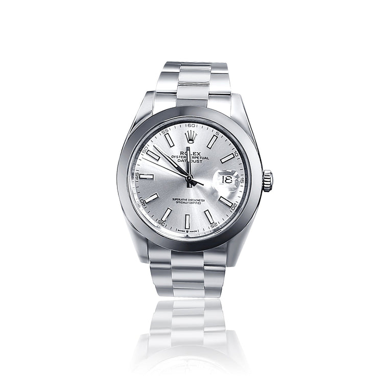 Pre - owned Rolex Men's Datejust Stainless Steel with Silver Dial - The Diamond Factory