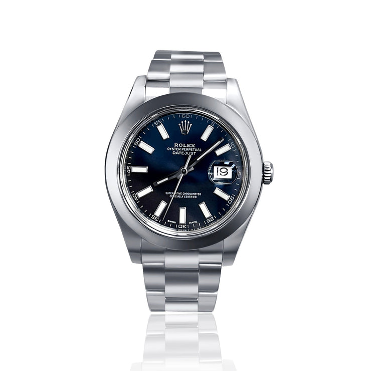 Pre - Owned Rolex Men's Datejust with Blue Dial Stainless Steel - The Diamond Factory