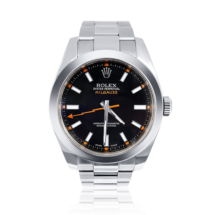 Pre - Owned Rolex Milgauss Black Dial Stainless Steel with Card - The Diamond Factory