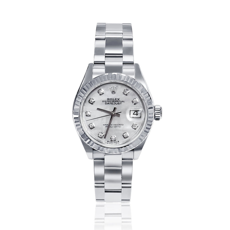 Pre - Owned Rolex MOP Diamond Dial Women's Watch with Box and Papers - The Diamond Factory