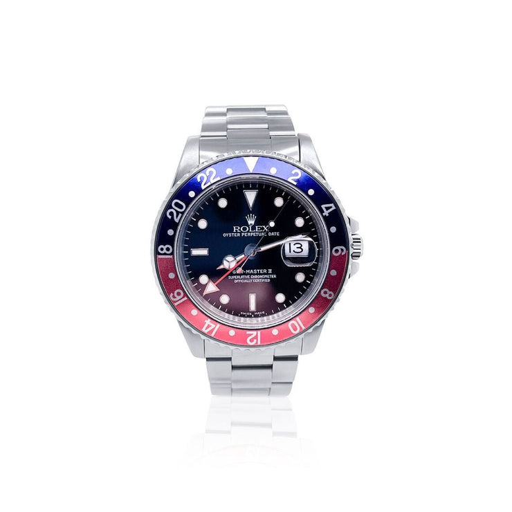 Pre - Owned Rolex "Pepsi" Stainless Steel GMT - Master II Watch - The Diamond Factory