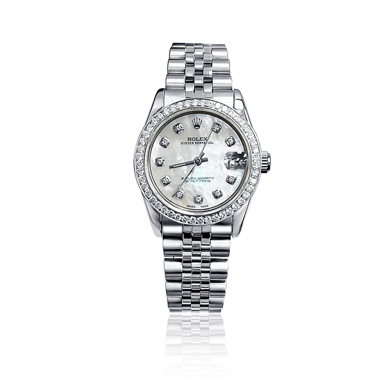 Pre - owned Rolex Stainless Steel Ladies Datejust Diamond MOP Dial with Diamond Bezel - The Diamond Factory