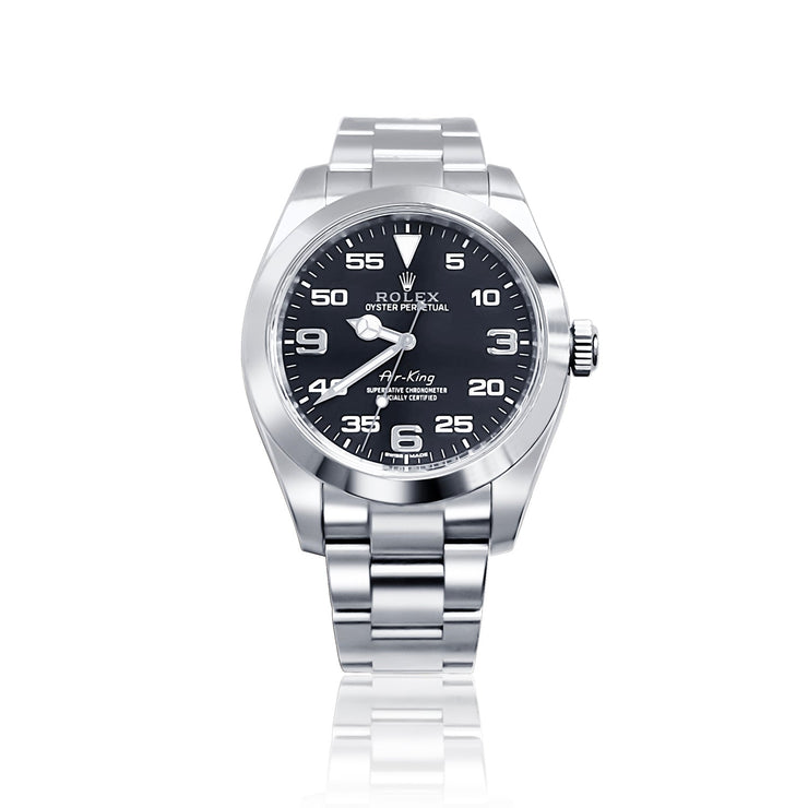 Pre - owned Rolex Stainless Steel Men's Air - King Arabic with Black Dial - The Diamond Factory