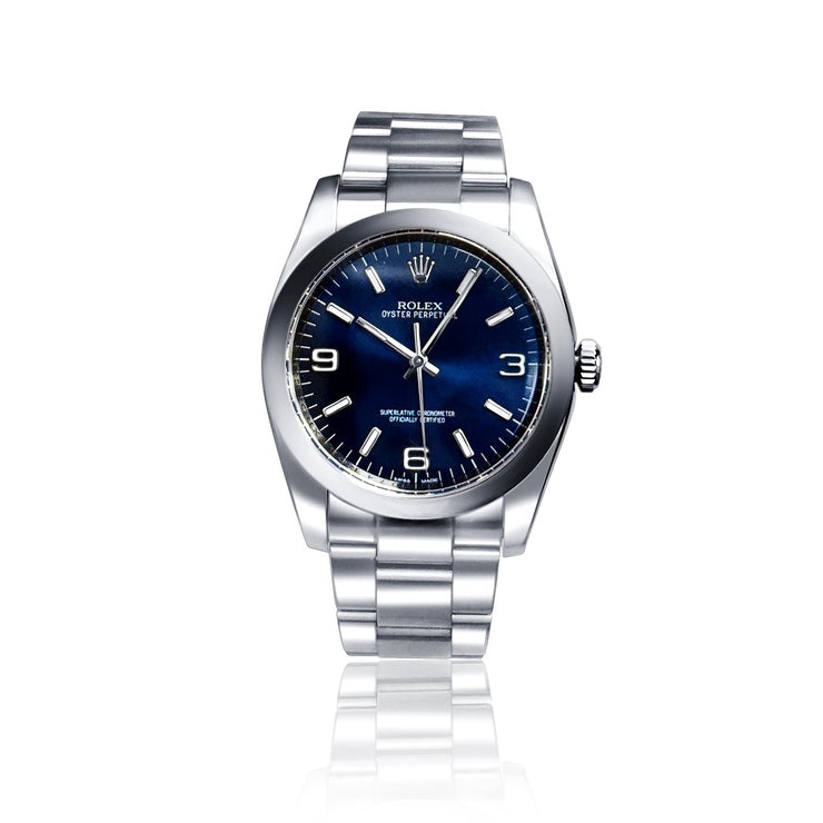 Pre - owned Rolex Stainless Steel Men's Blue Dial. - The Diamond Factory