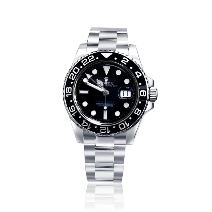 Pre - owned Rolex Stainless Steel Men's GMT - Master II with Black Dial - The Diamond Factory
