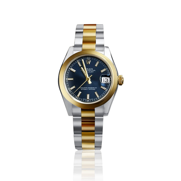 Pre - owned Rolex Tow - tone Ladies Datejust Navy Dial - The Diamond Factory