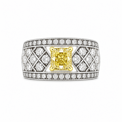 Radiant Cut Fancy Yellow Natural Diamond Ring